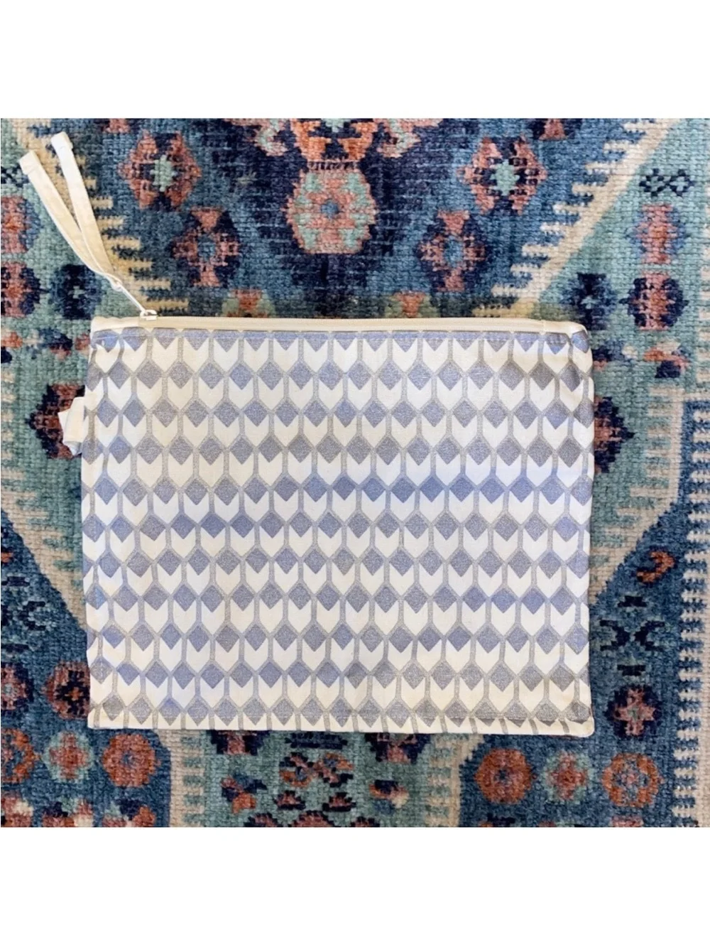 West Elm Gray & Cream Zip Cosmetic Pouch
